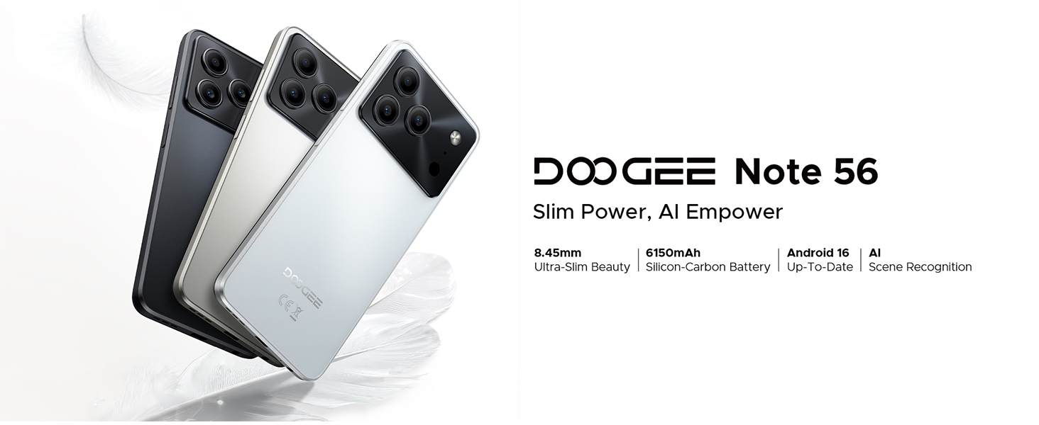 DOOGEE Note 56 SIM-Free & Unlocked Mobile Phones 2026 - Android 16